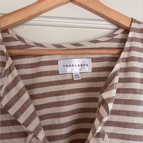 NWOT Tradlands Beige Striped Midi Dress - Picture 8 of 10